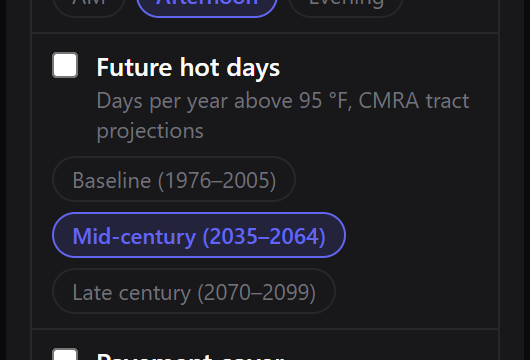 A layer row with its attribute dropdown and period buttons
